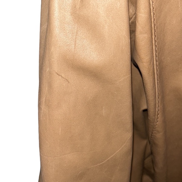 Vintage Georgetown Leather Tan Leather 80s Pleated Dolman Puff Sleeve Jacket - S - Picture 13 of 16